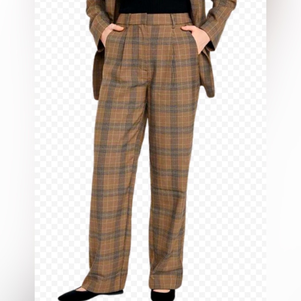 Old Navy Plaid High Rise Wide Leg Trousers